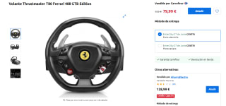 Thrustmaster T80 RW Ferrari 488 GTB PC/PS4/PS5 por 79,99€