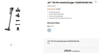 Samsung Jet 75E Pet - Steelstofzuiger voor €239 in de Samsung Store
