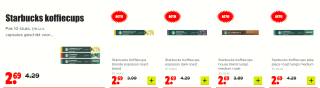 Starbucks koffiecups Pak van 10 stuks voor €2,69 bij Dirk