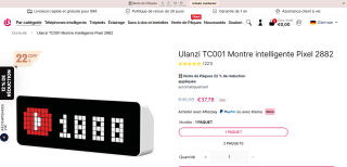 Horloge connectée Pixel Ulanzi TC001, ESP-32 - Compatible Home Assistant à 37,78€