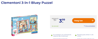 Clementoni - Puzzel - 3x48 Stukjes - Bluey - Kinderpuzzel voor €3,99 bij Trekpleister