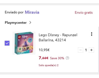 LEGO 43214 Disney Princesas Rapunzel Bailarina por 7,66€.