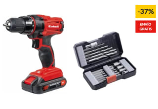 Conjunto de Taladro-Atornillador de Impacto Einhell TC-CD 18-2 Li + Brocas y Puntas por 44.99€ en Worten