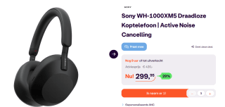 Sony WH-1000XM5 - Zwart voor €299,95 bij iBOOD
