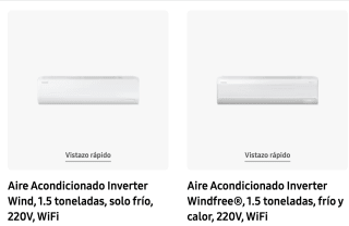 Aires acondicionados seleccionados en samsung mexico
