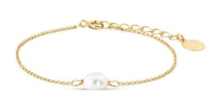 Pulsera plata bañada en oro con perla natural gratis con compra