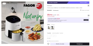 Freidora de aire 1400W 2,5l / 3,5L NATURFRY FAGOR por 33.91€ (Cuenta Nueva 21.91€)