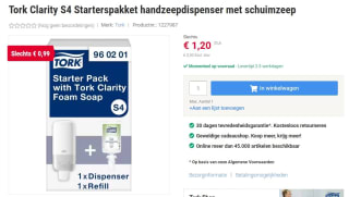 Tork startpakket met dispenser en milde schuimzeepvoor €1,20 bij Vikingdirect