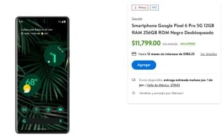 Google Pixel 6 Pro 5G 256GB por $10,029 en Walmart