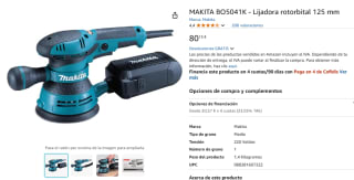 MAKITA BO5041K - Lijadora rotorbital 125 mm por 80,15€