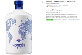2 Botellas de Nordés Gin Premium de 1L por 41.99€