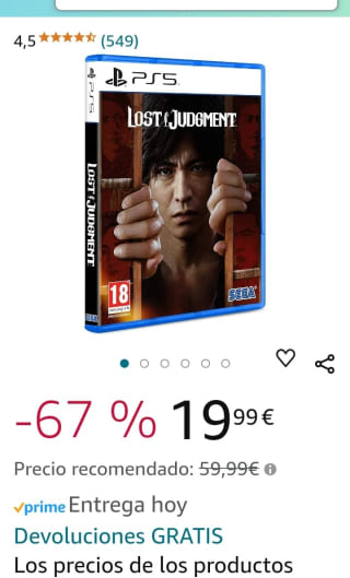 Lost Judment PlayStation 5 por 19,99€.