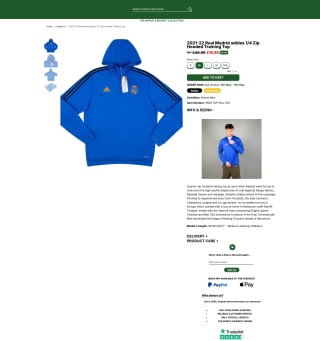 2021-22 Real Madrid Adidas 1/4 Zip Hooded Training Top por solo 21,59€