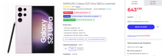 SAMSUNG Galaxy S23 Ultra 256Go Lavande à 643,88€
