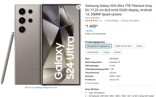 Samsung Galaxy S24 Ultra 1TB S928 Grijs voor €1.099 bij de Mediamarkt