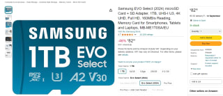 Samsung EVO Select (2024) microSD Card + SD Adapter de 1TB por 82,99€