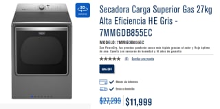 Secadora Maytag Carga 27kg a $11,999 en Maytag