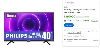 Smart TV Philips 40" FHD por $3,999 en Walmart