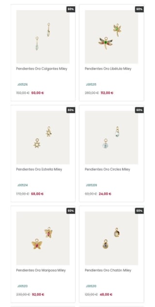 Hasta -60% Pendientes en Joyerías Aresso.