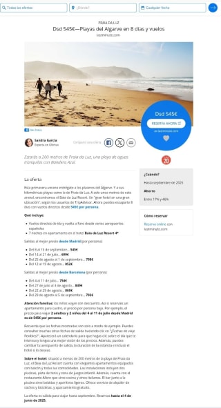 Playas del.Algarve 8 días + Vuelos desde 545€.