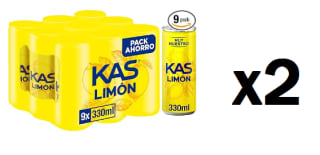 2 Packs de 9 latas de 330ml de Kas Limón por 7.72€