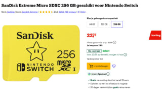 SanDisk Nintendo Switch 256 GB microSDXC geheugenkaart voor €22,79 bij Bol