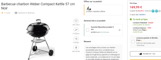 Barbecue au charbon Weber Compact Kettle à 169,99€