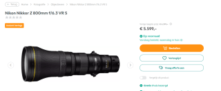 Nikon NIKKOR Z 800mm f/6.3 VR S voor €5.599 bij Art & Craft