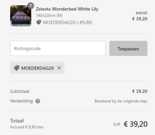 20% korting op je bestelling bij Zelesta