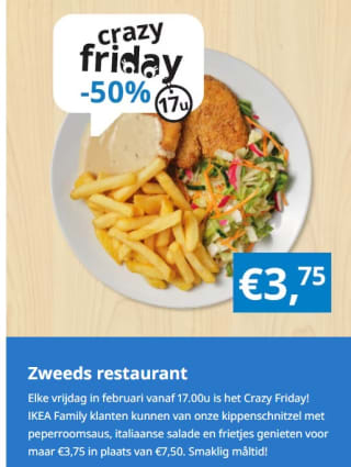 Ikea België Crazy friday eet voor 3.75 ipv 7.50 euro