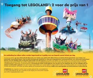 2 voor de prijs van 1 op tickets voor Billund Resort of LEGOLAND Deutschland Resort