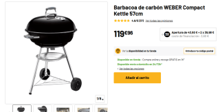Barbacoa de carbón WEBER Compact Kettle 57cm por 119,96€