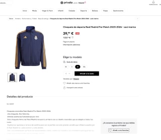 Chaqueta reversible de deporte Real Madrid Pre-Match 2023-2024 por solo 39,99€