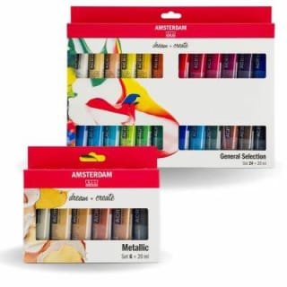 Amsterdam acrylverf set 24 stuks + 6 metallics voor €27,50 bij Pipoos