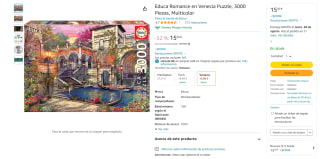 Puzzle de 3000 piezas, marca Educa, Romance en Venecia por 15€