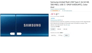 Samsung Unidad flash USB Type-C de 64 GB por 9.79€