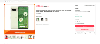 Google Pixel 7 Versión Global por 343,20€