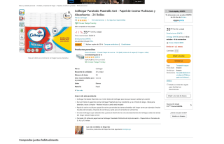 Papel Colhogar Maxirolls 6x4 de Cocina Multiusos y Absorbente 24 Rollos Papel 19,33€