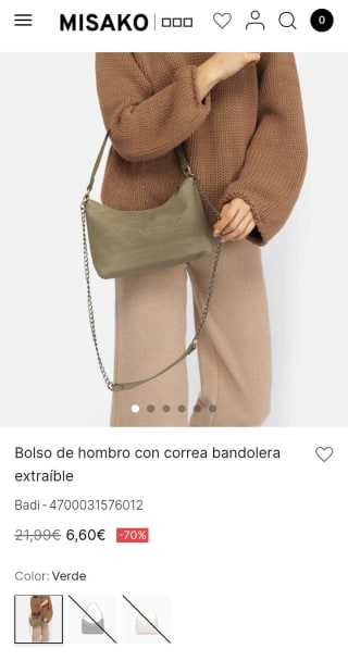 Bolso de hombro con correa bandoleraxextraíble por 6,60€.