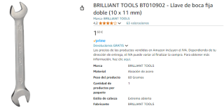 Llave de boca fija doble 10 x 11 mm por 1,60€