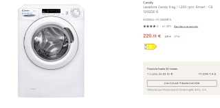 Lavadora Candy 9 kg / 1.200 rpm Smart - CS 1292DE-S por 220.15€