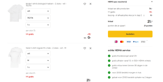 Alle basic T-shirts incl. de multipacks 1+1 gratis bij de Hema