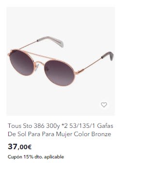 Recopilación de gafas de sol de la marca Tous descuentos de hasta 75%