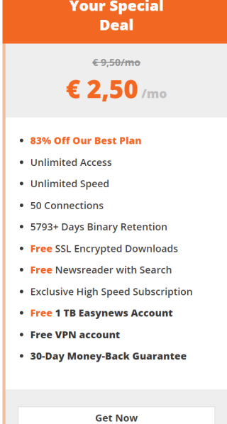15 maande Eweka Usenet met VPN voor €2,50 per maand