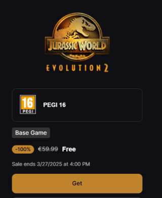 Jurassic World Evolutio gratis via EpicGames