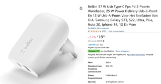 Belkin BoostCharge dubbele USB thuislader 37 watt Wit voor €18,99 bij Amazon