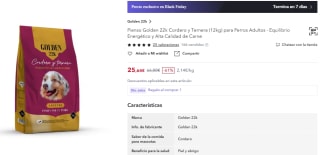 Pienso Golden 22k Cordero y Ternera por 25,64€ (cuenta nueva por 15,38€)
