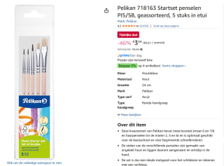 Pelikan Startset penselen PI5/SB, 5 stuks in etui voor €3,04 bij Amazon