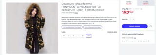 Doudoune longue femme - FUNMOON - Camouflage vert à 152,21€