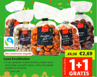 Alle luxe kruidnoten 1+1 gratis bij de Lidl